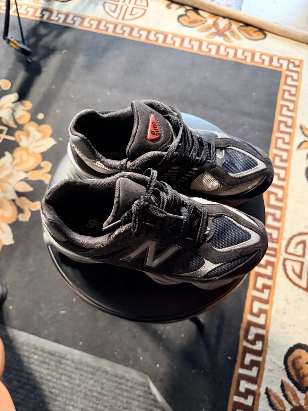 New Balance Black and Gray Men's Sneakers with Red Accent